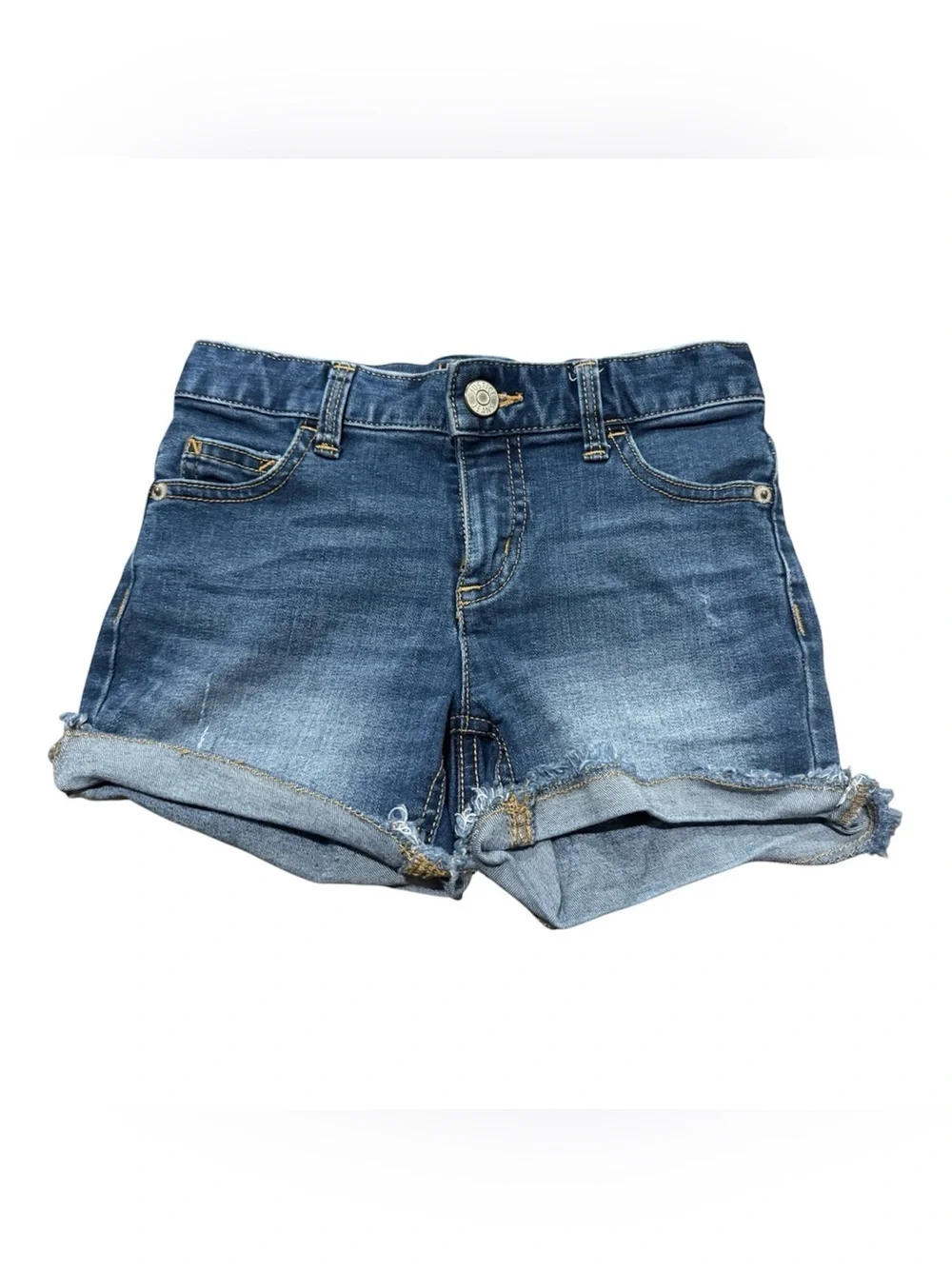 Justice Girls Blue Jean Cutoff Denim Short Size 12 Slim Shorts Dark Wash